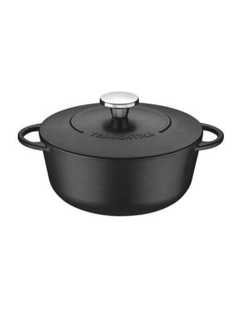 TRAMONTINA Trento 24cm 4L Black Enameled Cast Iron Dutch Oven - Image 2
