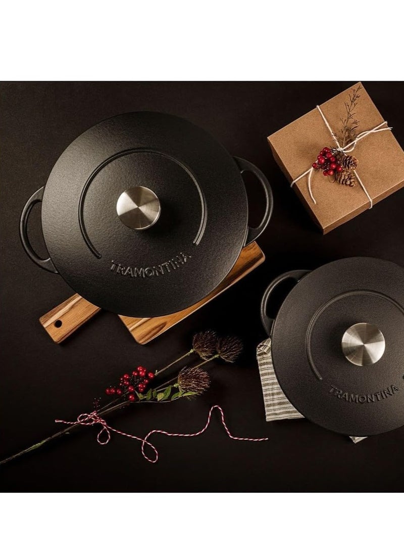 TRAMONTINA Trento 24cm 4L Black Enameled Cast Iron Dutch Oven - Image 4