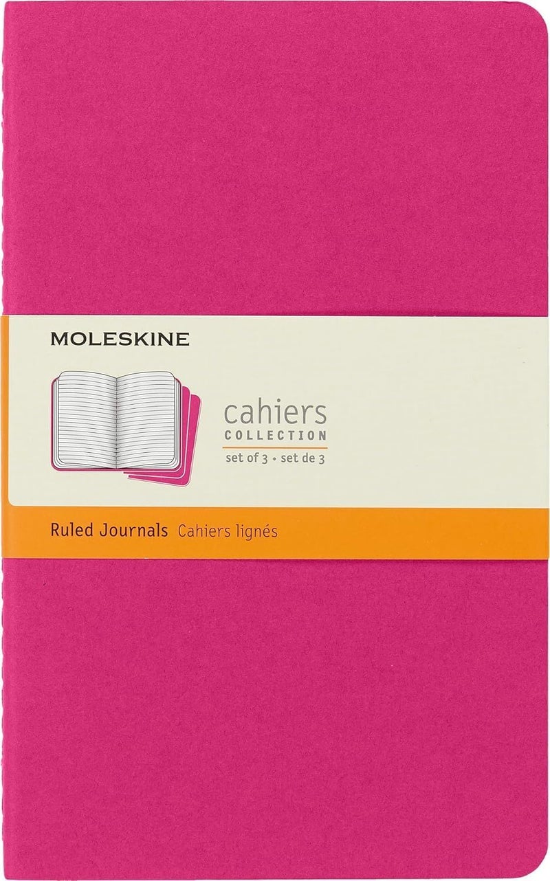 Cahier Journal, Soft Cover, Large (5" x 8.25") Ruled/Lined, Kinetic Pink, 80 Pages (Set of 3) - Image 1