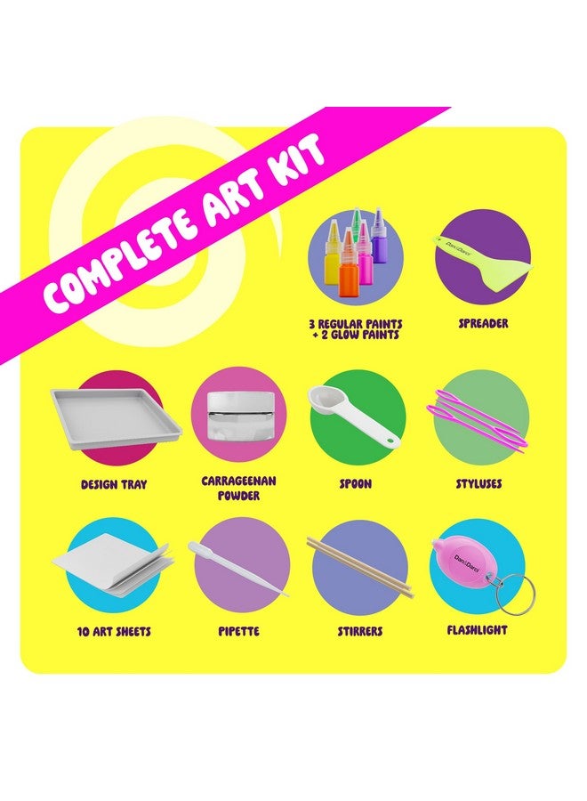 Dan&Darci مجموعة طلاء الرخام المتلألئ في الظلام من دان ودارسي للأطفال - مجموعة فنون الطلاء بالماء للأولاد والبنات من عمر 6 إلى 12 سنة - هدايا عيد ميلاد للأطفال - أنشطة الفنون والحرف - Image 3