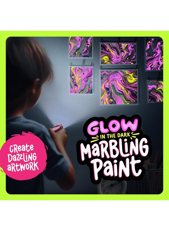 Dan&Darci مجموعة طلاء الرخام المتلألئ في الظلام من دان ودارسي للأطفال - مجموعة فنون الطلاء بالماء للأولاد والبنات من عمر 6 إلى 12 سنة - هدايا عيد ميلاد للأطفال - أنشطة الفنون والحرف - Image 2