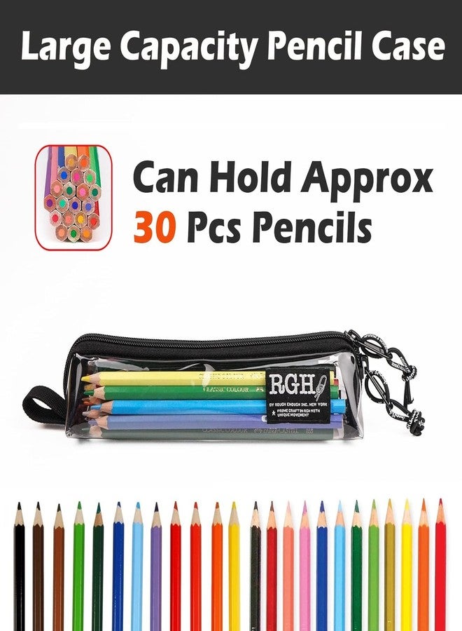 RE ROUGH ENOUGH Rough Enough Small Clear Pencil Case for Exams Slim Transparent Plastic Pouch for School Students Teens Office - Image 5