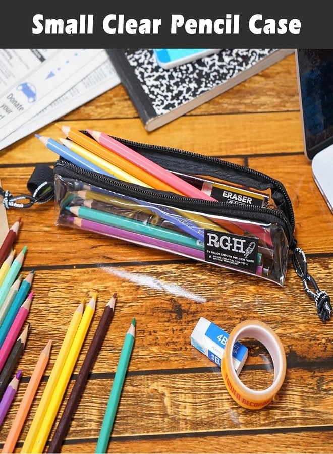 RE ROUGH ENOUGH Rough Enough Small Clear Pencil Case for Exams Slim Transparent Plastic Pouch for School Students Teens Office - Image 2