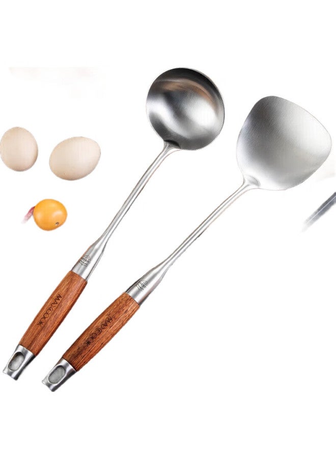 MAX COOK (Maxcook) Soup Ladle, 304 Stainless Steel Large Soup Spoon, Rosewood Thickened Spoon With Long Handle Mccu003 - Image 1