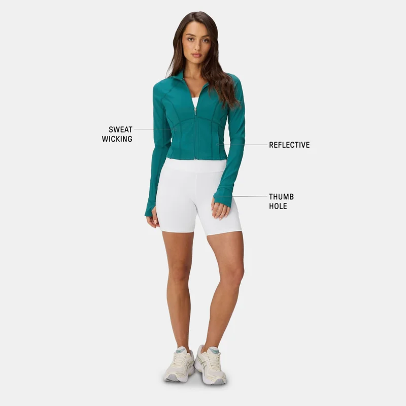 Fabletics Green Women's Perfect Storm Cropped Train Jacket for Women | Best Price UAE