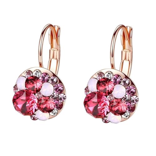 EVEVIC Multicolored Austrian Crystal Drop Earrings for Women 14K Gold Plated Hypoallergenic Leverback Dangle Earrings - Image 1