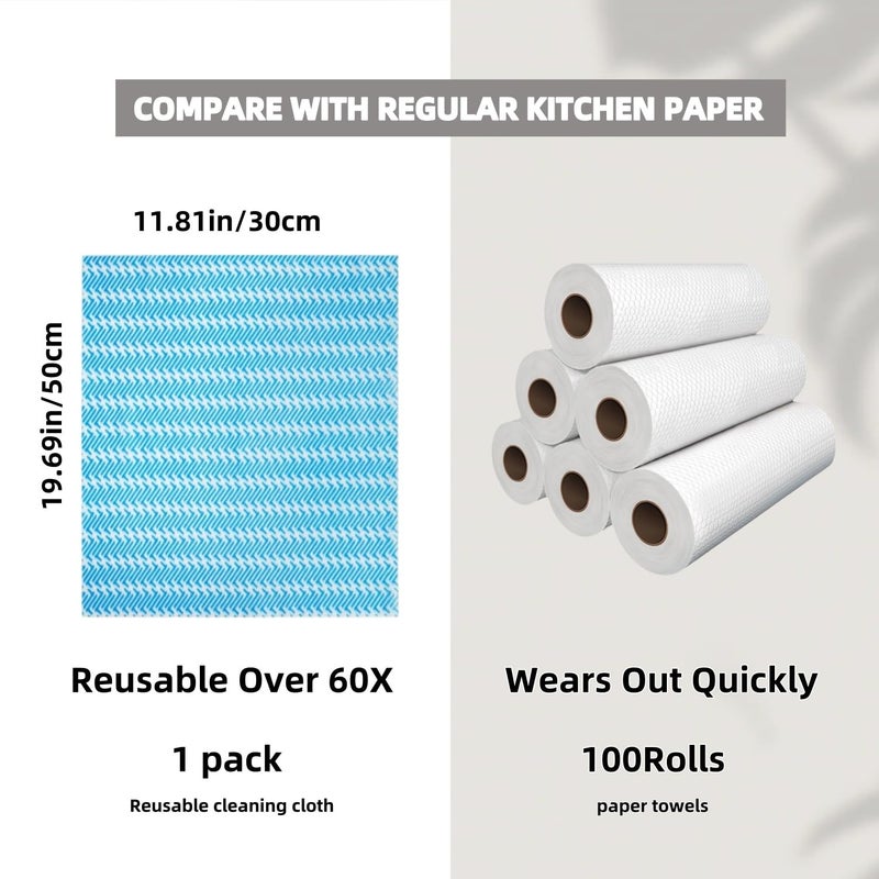 Suzzyvine Handi Wipes Reusable Cloths Disposable Cleaning Cloth Reusable Paper Towels For Kitchen  Multi-Use Dish Cloths Dish Towels  Disposable Cleaning Rags 11.81""?19.69"" 50 Count  Blue - Image 2