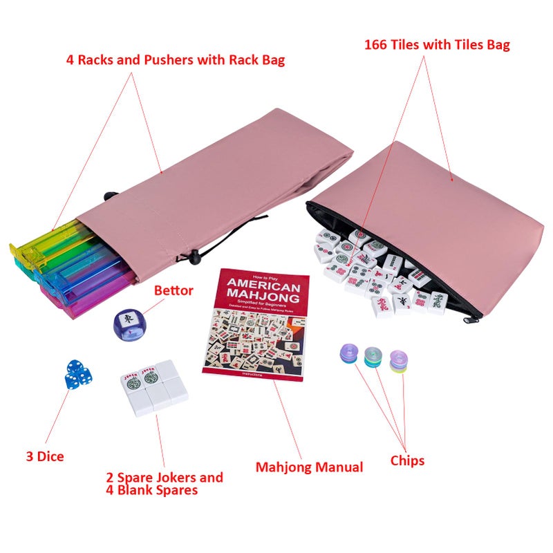 Jongyance American Mahjong Set with Storage Bag, 166 White Tiles, 4 All-in-One Rack/Pushers, Mahjong Tiles Set (Ma Jong, Mah-Jongg, Majiang) - Image 3