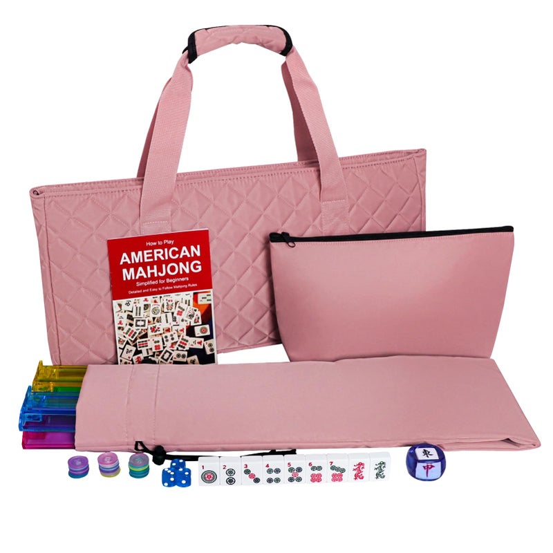 Jongyance American Mahjong Set with Storage Bag, 166 White Tiles, 4 All-in-One Rack/Pushers, Mahjong Tiles Set (Ma Jong, Mah-Jongg, Majiang) - Image 1