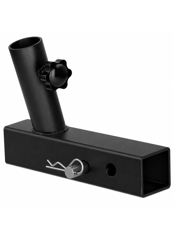 ELONN Universal 2 Inches Hitch Flag Pole Holder - Compatible with Jeep, SUV, RV, Pickup, Truck, Camper, Trailer. Anti-Wobble Screws and The Angled Holder Design - Image 1