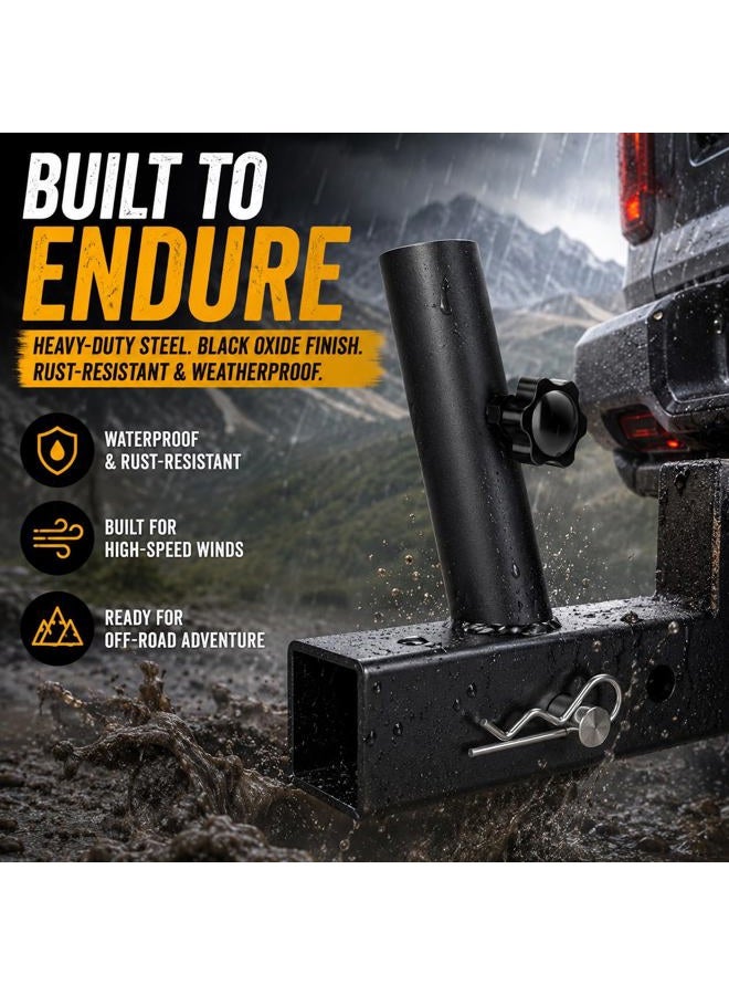 ELONN Universal 2 Inches Hitch Flag Pole Holder - Compatible with Jeep, SUV, RV, Pickup, Truck, Camper, Trailer. Anti-Wobble Screws and The Angled Holder Design - Image 5