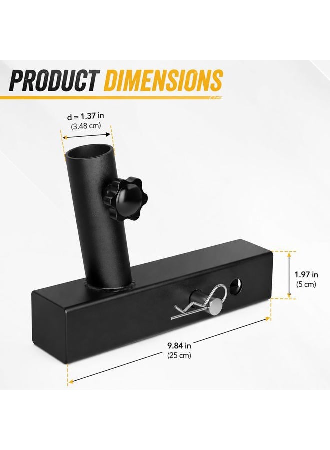ELONN Universal 2 Inches Hitch Flag Pole Holder - Compatible with Jeep, SUV, RV, Pickup, Truck, Camper, Trailer. Anti-Wobble Screws and The Angled Holder Design - Image 2