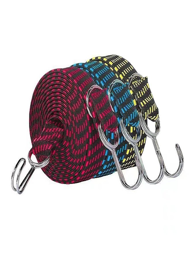YUISI Heavy Duty Bungee Cords, Adjustable Elastic Rope with Metal Hooks & Buckle, Latex Core Nylon Cover Flat Luggage Strap for Motorcycle Bike Car Cargo Travel Camping - Image 1