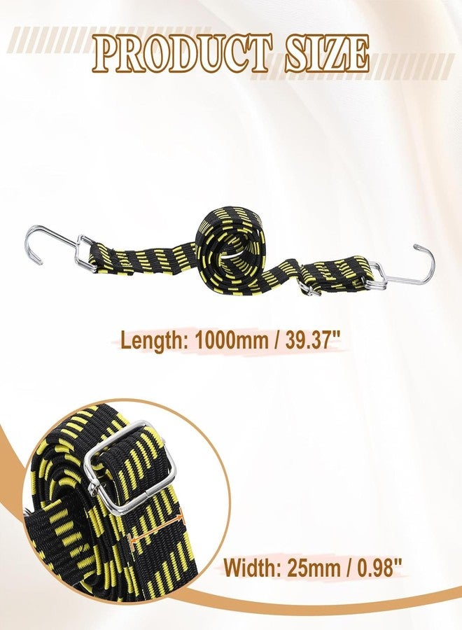 YUISI Heavy Duty Bungee Cords, Adjustable Elastic Rope with Metal Hooks & Buckle, Latex Core Nylon Cover Flat Luggage Strap for Motorcycle Bike Car Cargo Travel Camping - Image 4