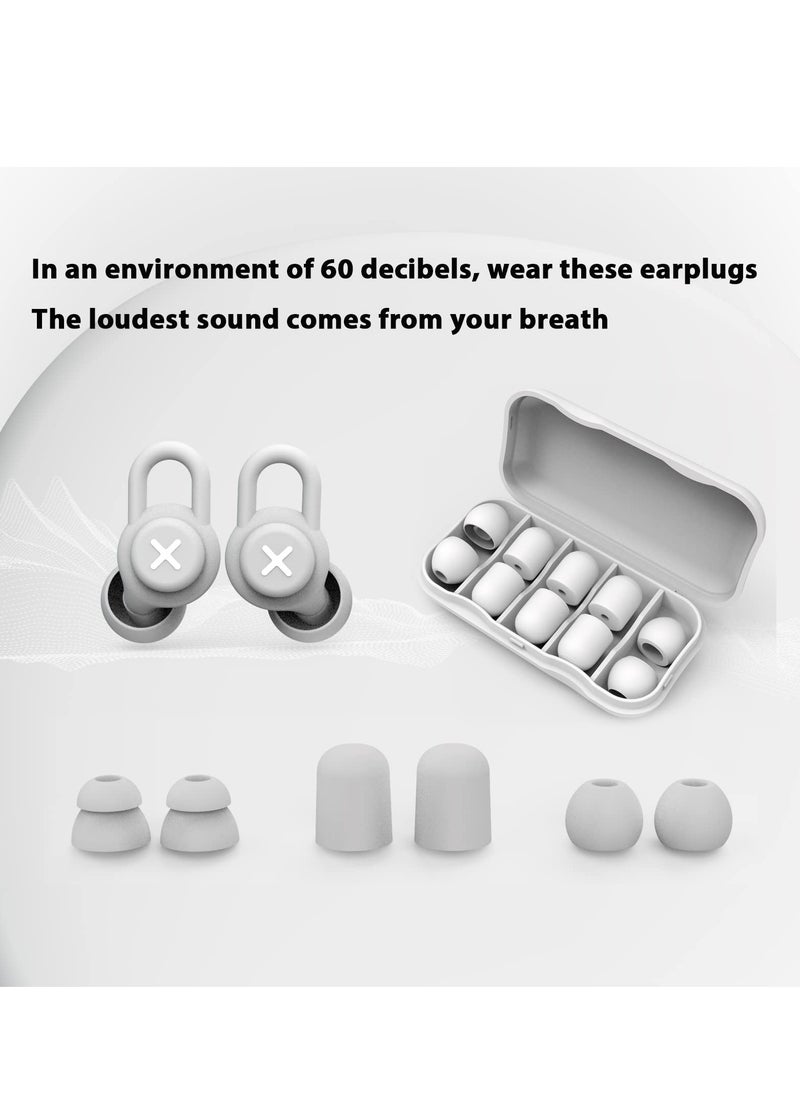 Generic - Sleep Noise Reduction Earplug Set - Reusable Silicone Earplugs for Effective Noise Resistance, Ideal for Sleep, Concerts, Motorcycles, Work, and Noise Sensitivity (Gray) - Image 1