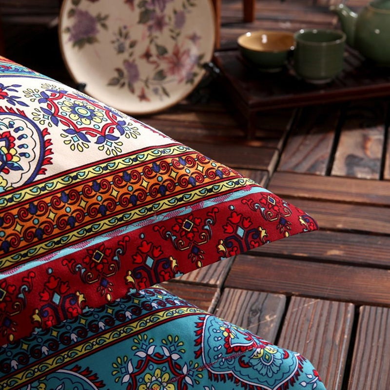 LELVA Boho Pillow Cases Set of 2 Piece Queen Standard Colorful Bohemian Striped Pillowshams 100% Cotton Brushed Pillow Covers Pillow Protectors 20" x 30" Pattern# 1 - Image 2