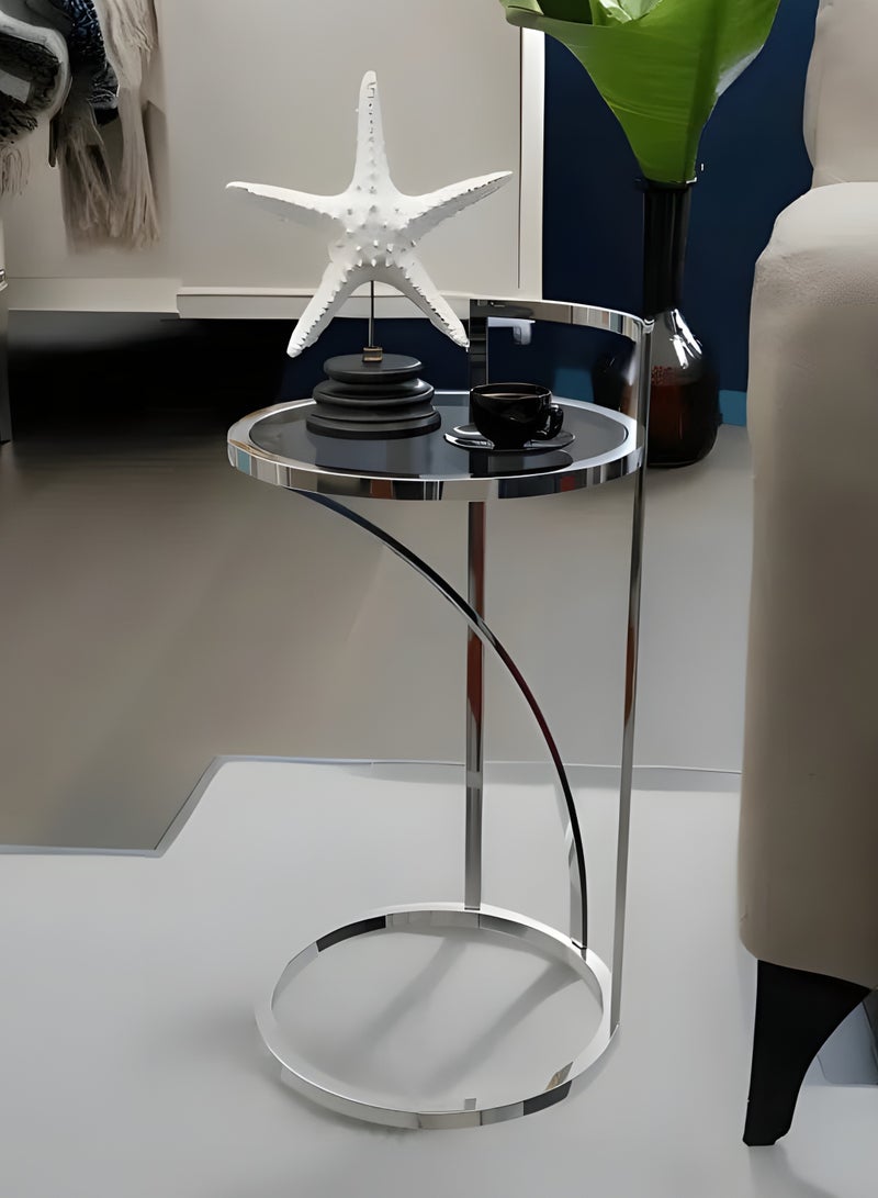 طاولة جانبية معدنية بتصميم عصري دائري