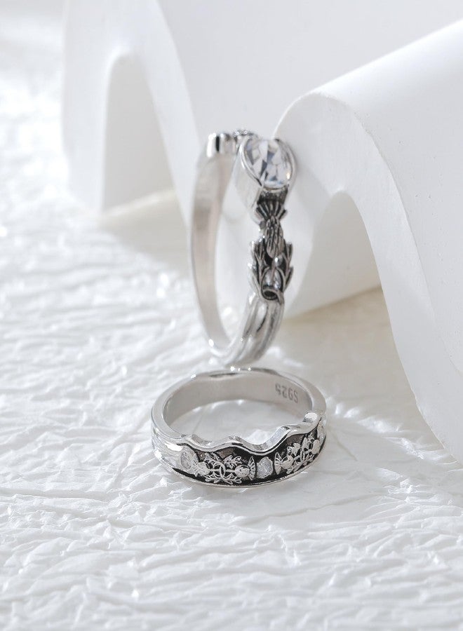 Haoze Scottish Thistle Ring for Women Scottish gifts Scottish Thistle Jewelry Gifts for Women (6) - Image 3