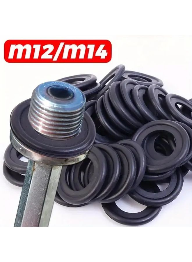 50pcs Rubber Oil Drain Plug Gasket For M12 Screws Automotive Engine Sealing Gasket Set Car Maintenance Repair Flexible Precision Fit - Image 1