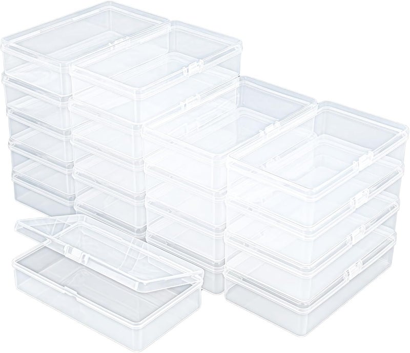 Thintinick 19 Pack Rectangular Clear Plastic Storage Containers | Hinged Lid, For Beads and Small Craft Items, 5.7 x 3.35 x 1.38 inch - Image 1