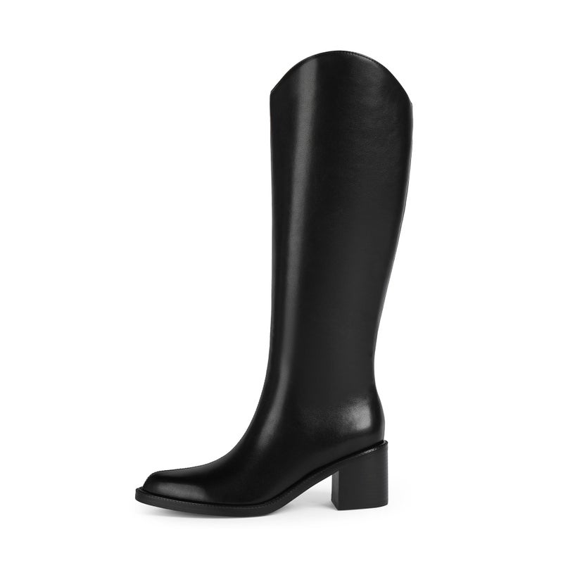 Modatope Women's Knee High Boots Pointed Toe Chunky Block Heel Tall Boots with Side Zipper Long Boot - Image 4