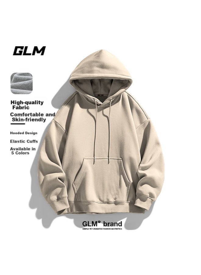 Glm Hooded Sweatshirt For Men, Heavyweight Loose Fit, Spring And Autumn Casual High-end Youth Trendy Jacket, Khaki, XL - Image 1