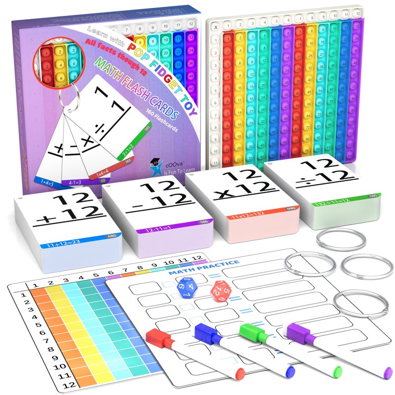 cOOva Math Games for Kids - Flash Cards for Kids - Pop it Practice with Addition, Subtraction, Multiplication & Division - Ideal for Math Learning and Skill Building. - Image 1