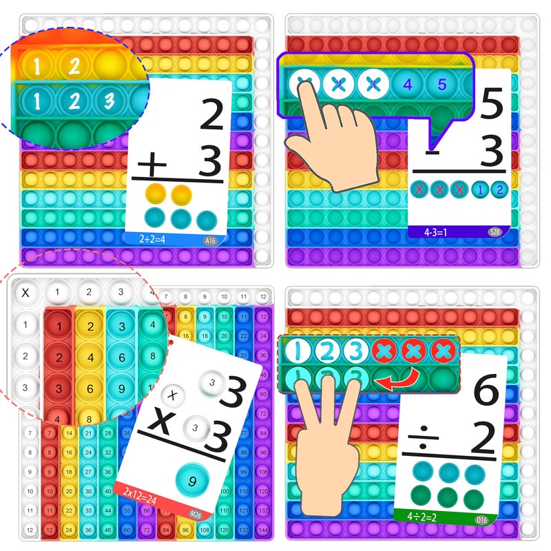 cOOva Math Games for Kids - Flash Cards for Kids - Pop it Practice with Addition, Subtraction, Multiplication & Division - Ideal for Math Learning and Skill Building. - Image 2