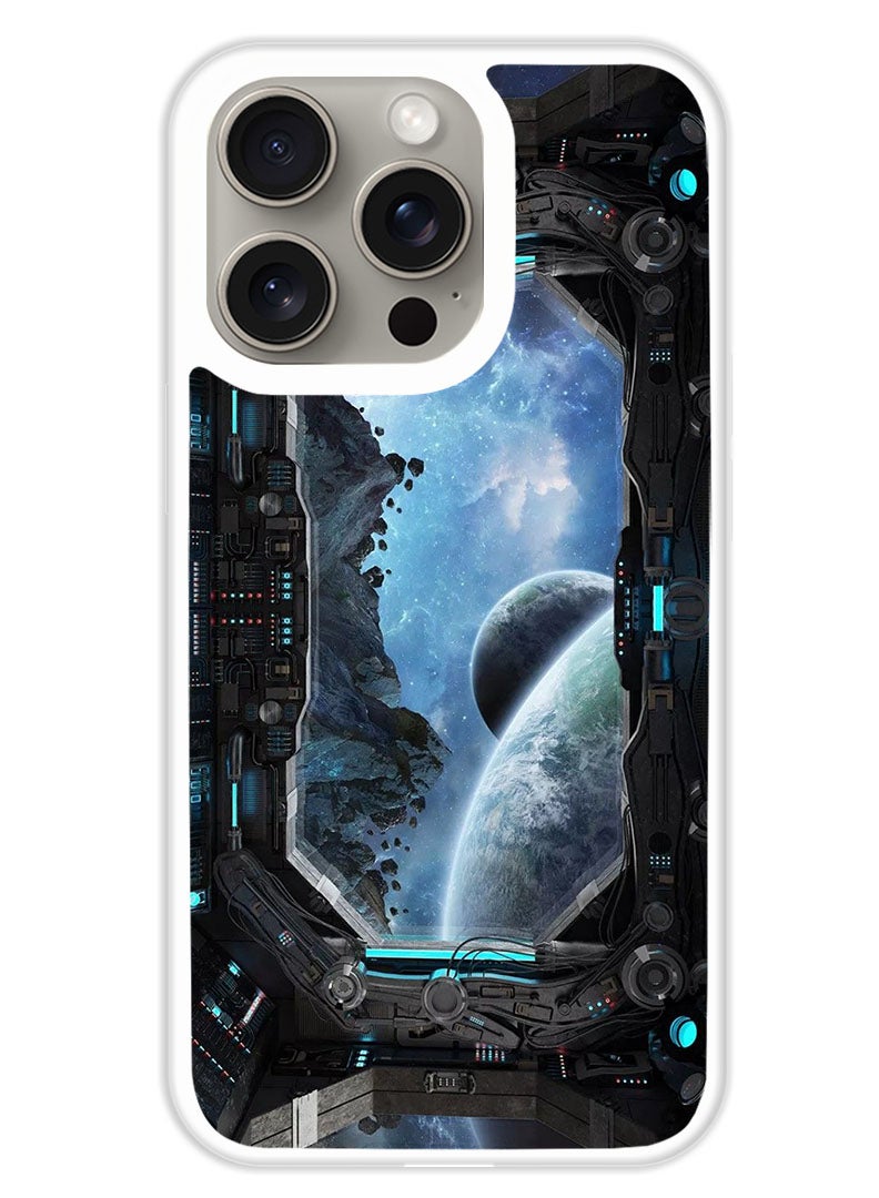 Theodor Protective Case Cover For APPLE IPHONE 15 Pro Max Space View (White Bumper) - Image 1