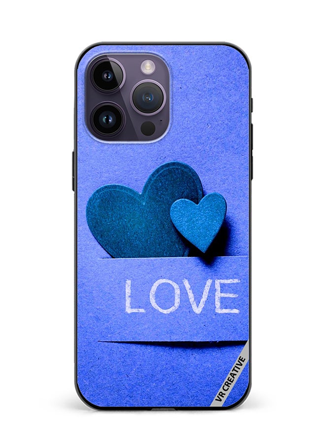 VR CREATIVE Protective Case Cover For Apple iPhone 15 Pro Blue Love heart Design Multicolour - Image 1