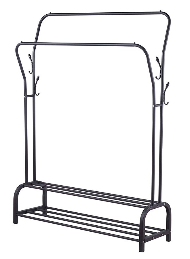 LAWAZIM Black Clothes Hanger With Shoe Shelves-Single-Durable Space Saving Garment Hats and Coats Rack Storage Organizer, Freestanding Closet Rail with Shoe Rack-for Dorm, Bedroom, Entryway, Hallway - Image 3