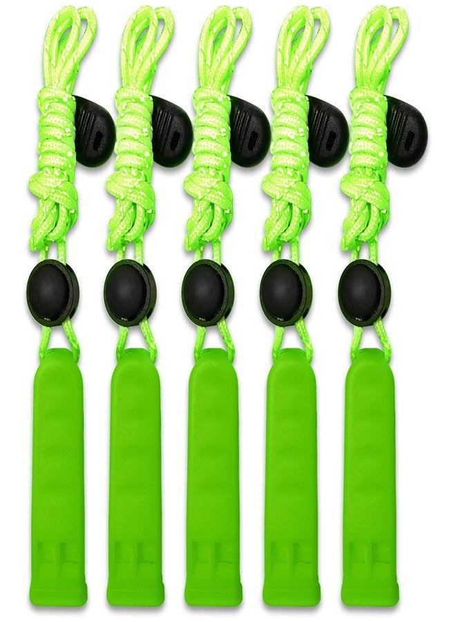 Amzonly Emergency Whistle, 120db Safety Whistle Survival Shrill Loud for Camping Hiking Hunting Boating Fishing Life Vest Jacket Rescue Signaling Kids Lifeguard 5 Pack Green - Image 1