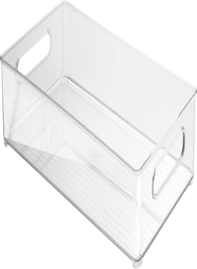 InterDesign iDesign Fridge Organiser, Stackable Storage Container with Handles, Medium BPA-free Clear Drawer Organizer for Kitchen, Fridge and Refrigerator, Practical Organization for Kitchen