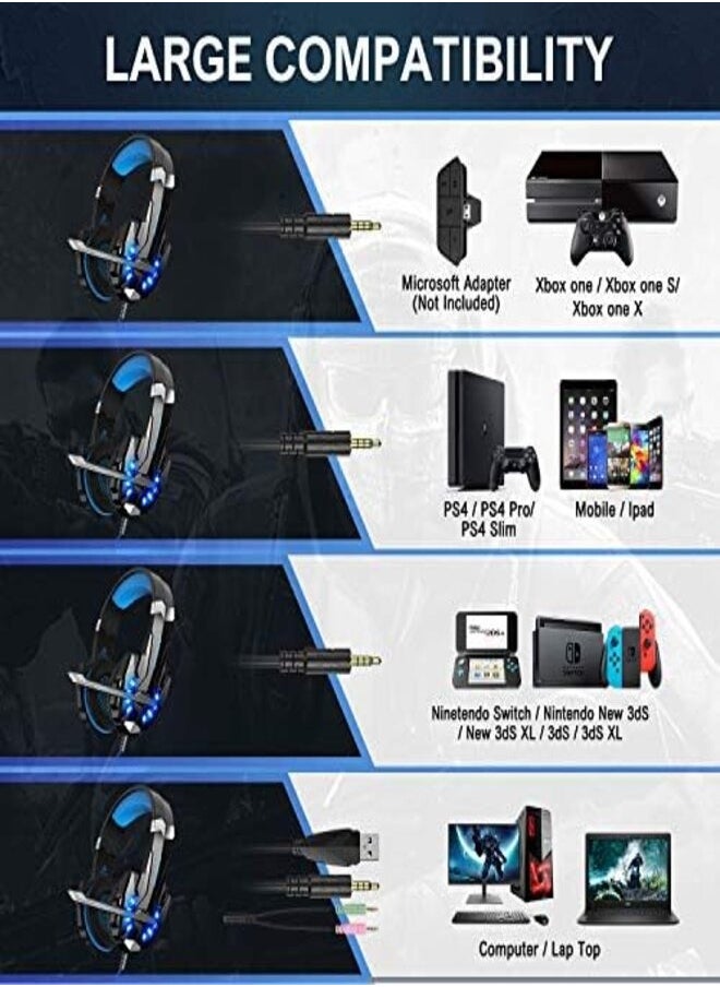 onikuma - Onikuma K18 Gaming Headphones with 7.1 Surround Sound and Noise Canceling Microphone with LED Lighting for PC, PS4, Xbox, Switch/Mac, iOS - Image 1