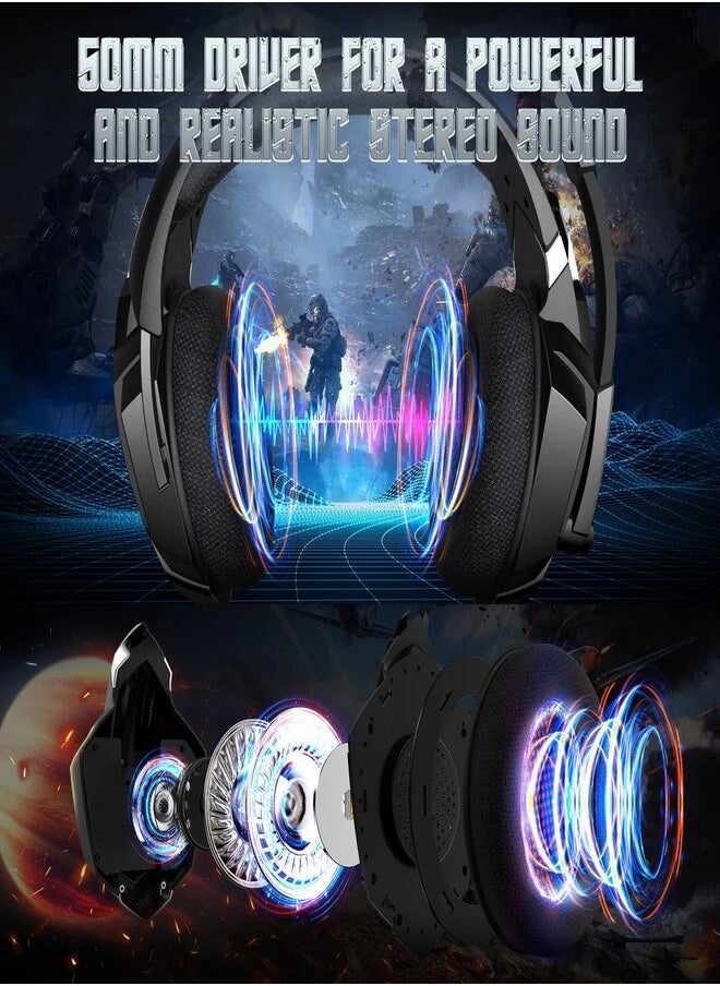 onikuma - Onikuma K18 Gaming Headphones with 7.1 Surround Sound and Noise Canceling Microphone with LED Lighting for PC, PS4, Xbox, Switch/Mac, iOS - Image 1