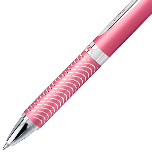 Pentel قلم جل إينرجل 357082 إينرجل ببرميل معدني قابل للسحب باللون الوردي ونقطة متوسطة سوداء - Image 5