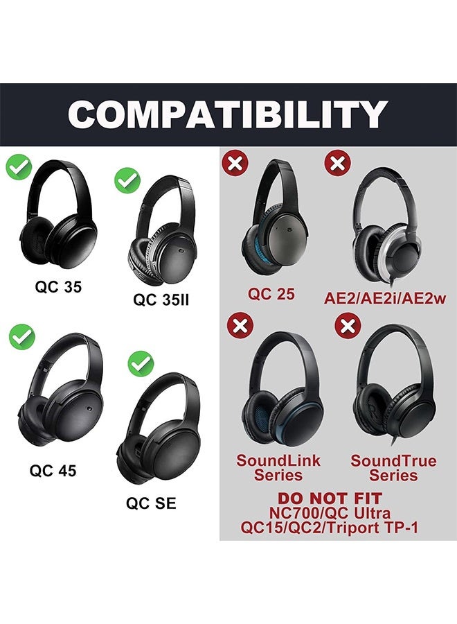 Tersely EarPads Cushions + Headband Set for Bose,Shaped Scrims with 'L and R' Lettering Replacement Kit for Bose QuietComfort QC35/35II QC45 QCSE Headphones with Protein Leather&Memory Foam - Image 5
