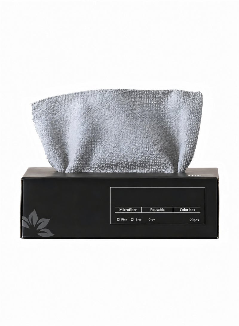 AiheArron 20Pcs Extractable Cleaning Cloths,Reusable Microfiber Towel Rags Disposable Cleaning Cloth Lazy Rags Washcloth Washable for House Kitchen Car Restaurant (Grey, 1 box) - Image 1