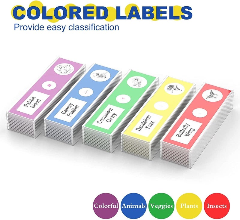 Jiusion 60Pcs Prepared Microscope Slides Specimen Animals Insects Plants Flowers Sample Biological Specimen, Stereo Microscope Slide for Kids Children Students Enlighten Education - Image 2