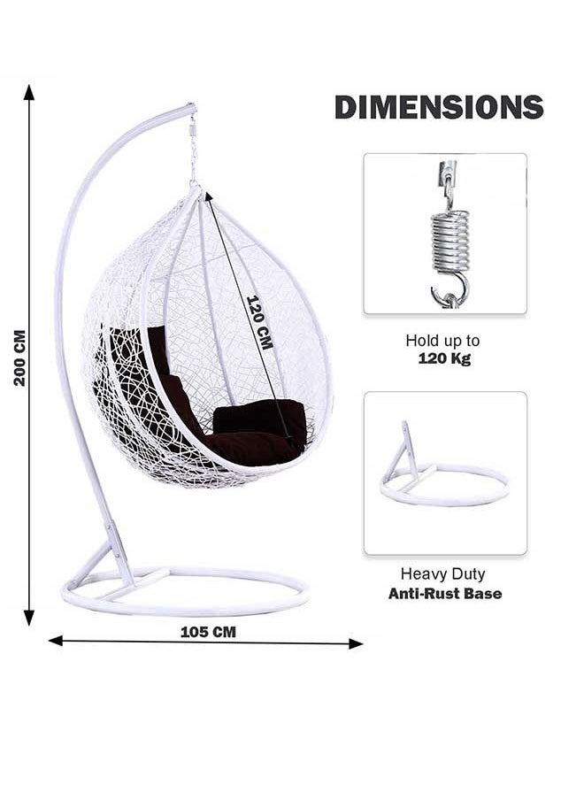 KARNAK Karnak Indoor Outdoor Patio Wicker Hanging Chair Swing Egg Basket Chairs with Stand UV Resistant Cushions 120kg Capacity for Patio Backyard Balcony Random Color Cushions KHC223  - Image 2