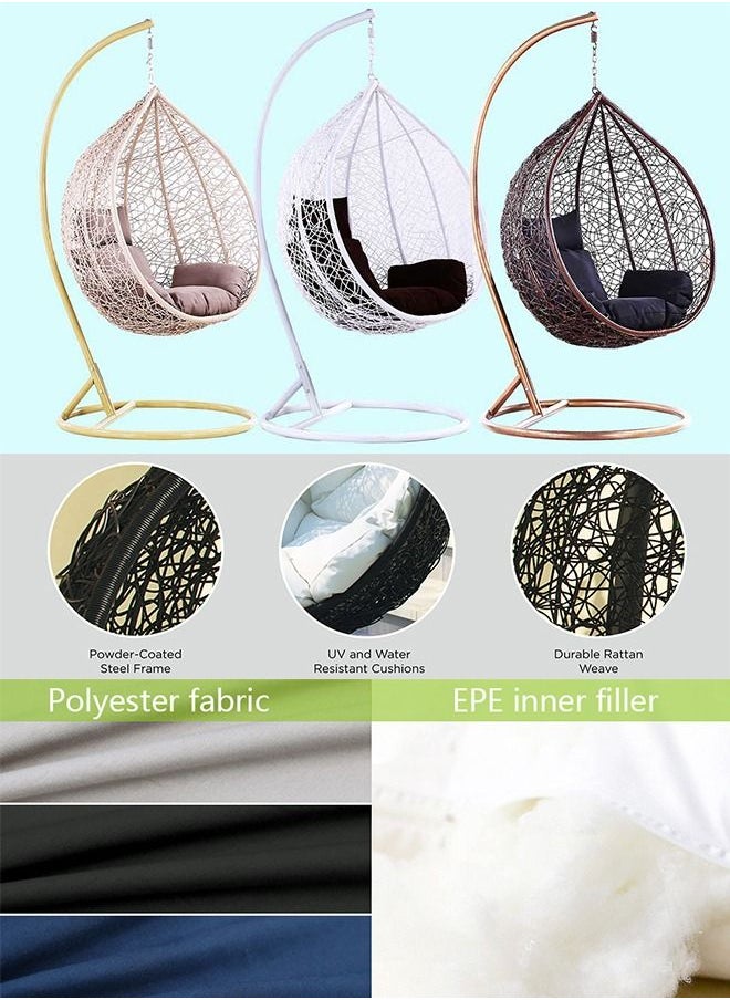 KARNAK Karnak Indoor Outdoor Patio Wicker Hanging Chair Swing Egg Basket Chairs with Stand UV Resistant Cushions 120kg Capacity for Patio Backyard Balcony Random Color Cushions KHC223  - Image 4