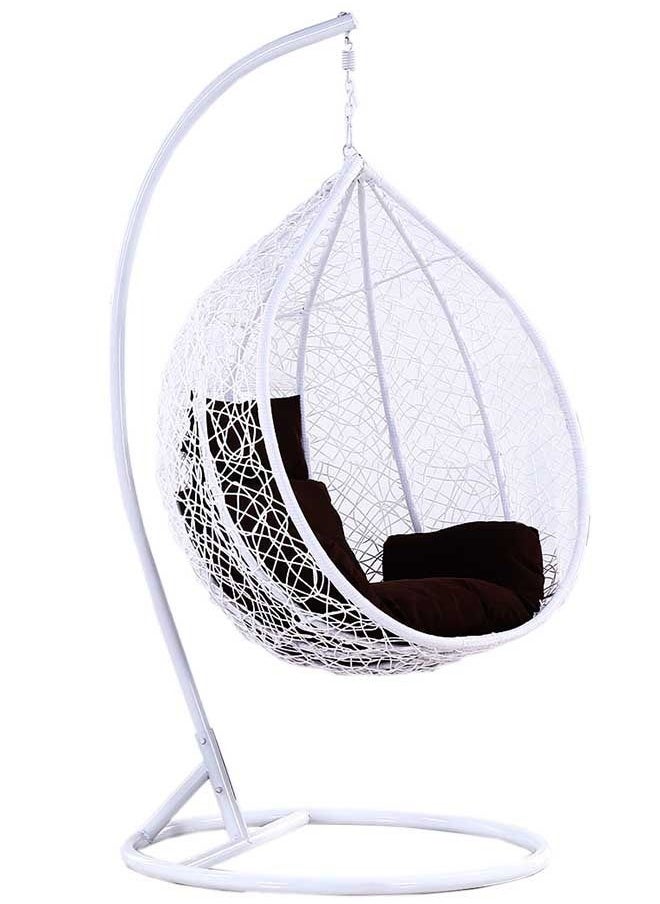KARNAK Karnak Indoor Outdoor Patio Wicker Hanging Chair Swing Egg Basket Chairs with Stand UV Resistant Cushions 120kg Capacity for Patio Backyard Balcony Random Color Cushions KHC223  - Image 1