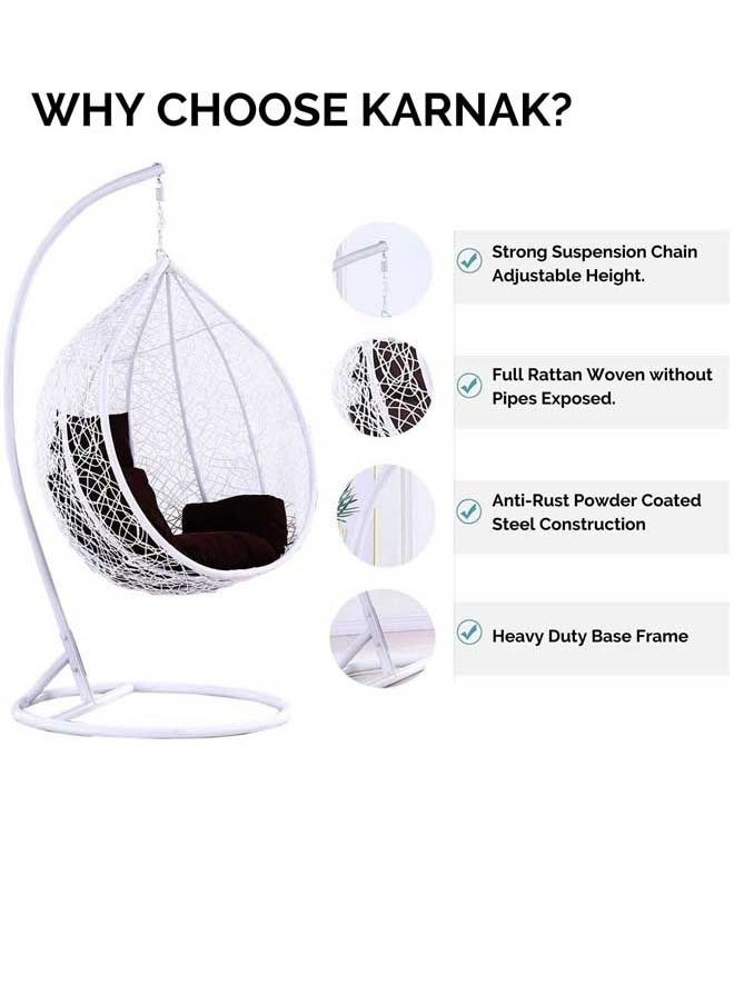 KARNAK Karnak Indoor Outdoor Patio Wicker Hanging Chair Swing Egg Basket Chairs with Stand UV Resistant Cushions 120kg Capacity for Patio Backyard Balcony Random Color Cushions KHC223  - Image 3