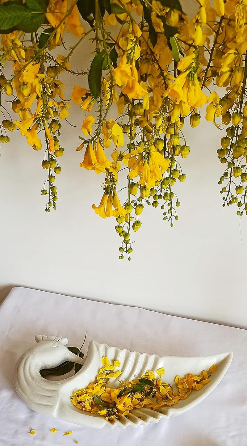 RM 11inch Marble Bird Bowl White Marble Marble Peacock Platter Tray Rameshwaram Marble Marble Center Table Decor Plate Marble Bird PlateBowl Tray - Image 5