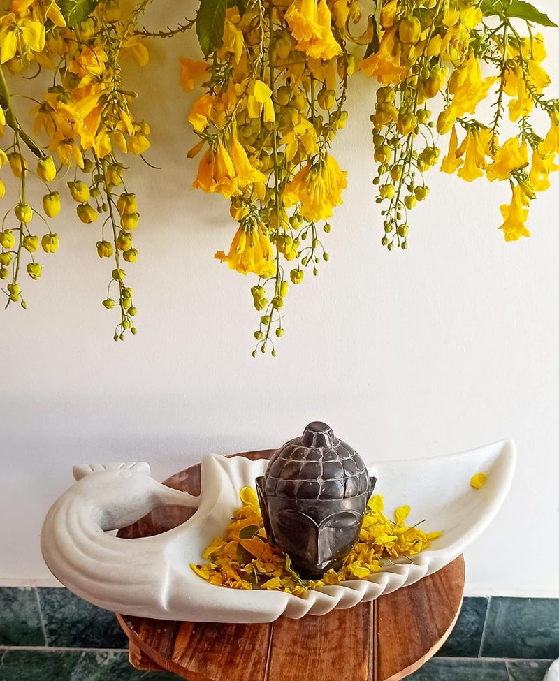 RM 11inch Marble Bird Bowl White Marble Marble Peacock Platter Tray Rameshwaram Marble Marble Center Table Decor Plate Marble Bird PlateBowl Tray - Image 4