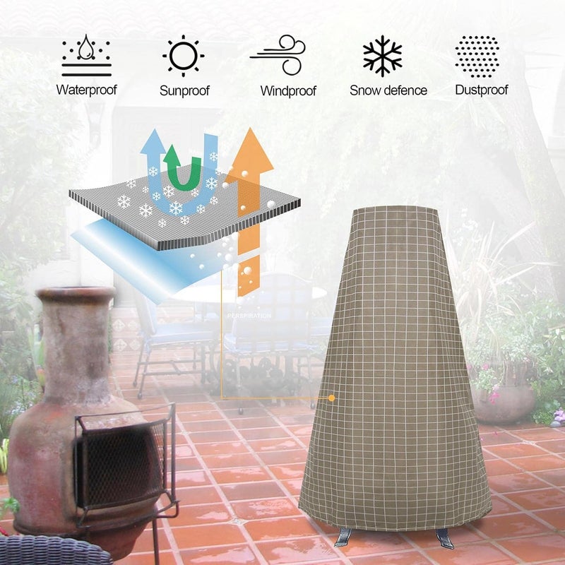 Fire Pit Cover 210D,Patio Outdoor Cover Heavy Duty with Oxford Cloth - Anti-Crack Outdoor Cover Fits Most Chiminea, Stove Fire Pit, Table (48.03x8.26x24.01in, Black) - Image 5