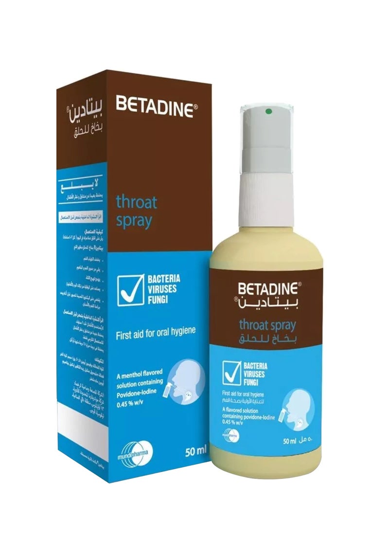 BETADINE Betadine 0.45% Throat Spray Solution Menthol Flavor 