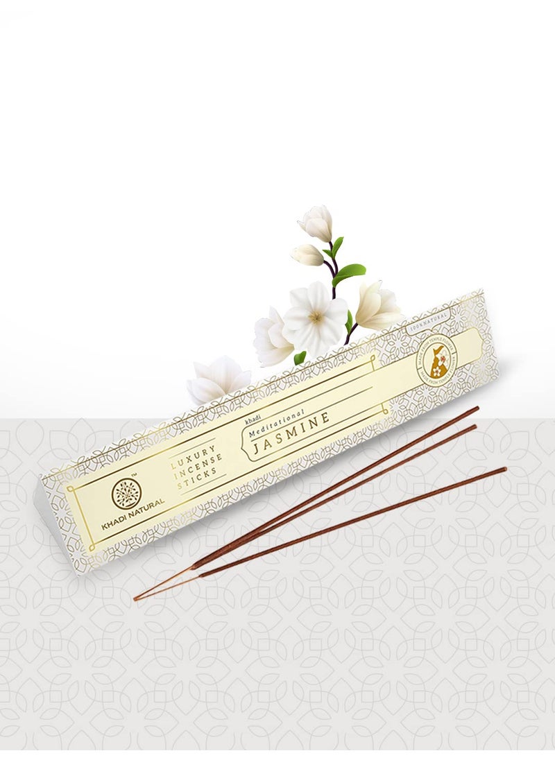 Khadi Natural - Khadi Natural Incense Sticks Jasmine|Enlivens Spaces| Relieves Stress| Floral Fragrance| Therapeutic Properties - Image 1