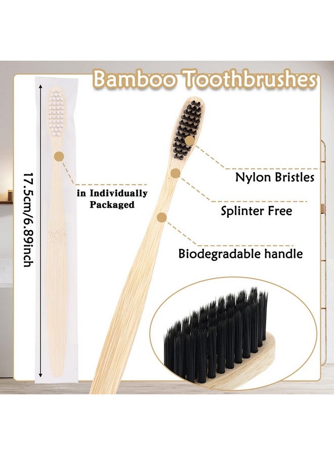 Vesici 200 Pieces Bamboo Toothbrushes Bulk Soft Bristles Toothbrushes with Micro Fur Ultra Wooden Bamboo Tooth Brushes Manual Toothbrushes for Adults Travel Family Hotel Use Individually Packaged - Image 2