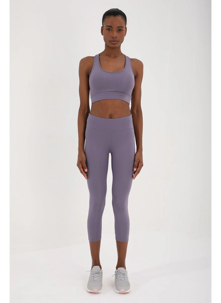 Tommy Life Violet Women's High Waist Slimming Cross Back Detailed Sports Bustier-Capri Tights Set - 95283
